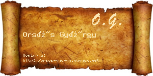 Orsós György névjegykártya